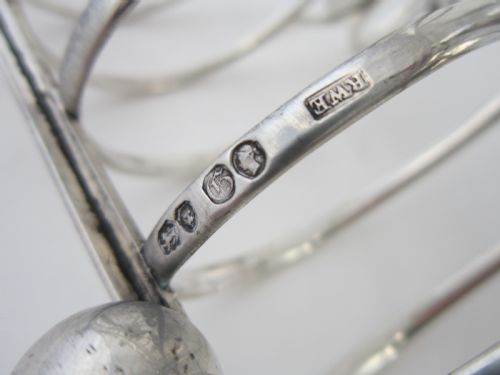 HEAVY ANTIQUE VICTORIAN STERLING SILVER TOAST RACK 1842 - ADDITIONAL PHOTO 5