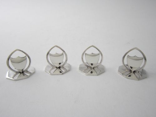 ANTIQUE EDWARDIAN STERLING SILVER MENUPLACE CARD HOLDERS 1905 - ADDITIONAL PHOTO 2