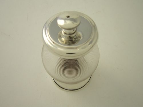 ANTIQUE EDWARDIAN STERLING SILVER GLASS PEPPER GRINDER 1908 - ADDITIONAL PHOTO 1