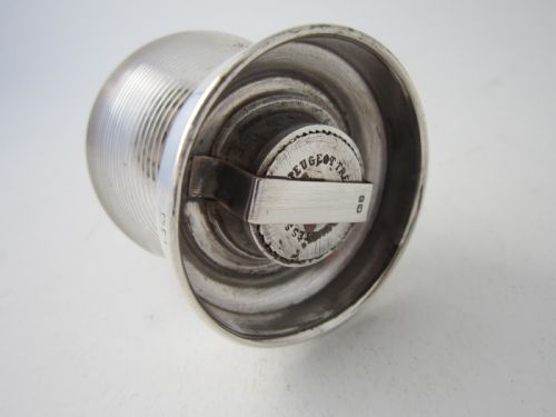 ANTIQUE EDWARDIAN STERLING SILVER GLASS PEPPER GRINDER 1908 - ADDITIONAL PHOTO 3