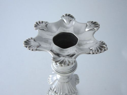 ANTIQUE GEORGE III STERLING SILVER CAST CANDLESTICKS 1760 - ADDITIONAL PHOTO 2