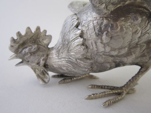 ELIZABETH II STERLING SILVER MODELS OF FIGHTING COCKERELS 19667 - ADDITIONAL PHOTO 3