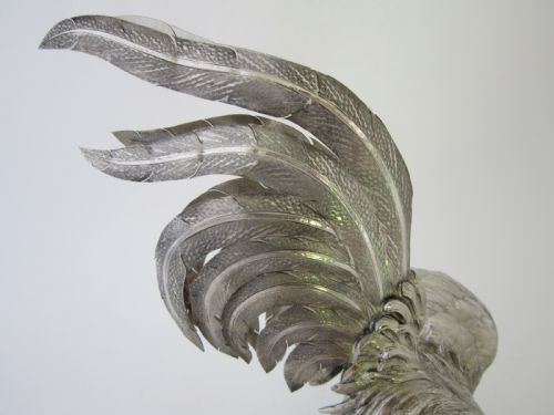 ELIZABETH II STERLING SILVER MODELS OF FIGHTING COCKERELS 19667 - ADDITIONAL PHOTO 6