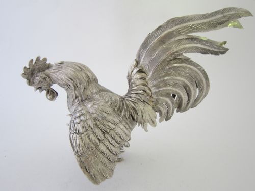 ELIZABETH II STERLING SILVER MODELS OF FIGHTING COCKERELS 19667 - ADDITIONAL PHOTO 11