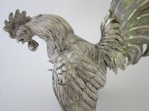 ELIZABETH II STERLING SILVER MODELS OF FIGHTING COCKERELS 19667 - ADDITIONAL PHOTO 13