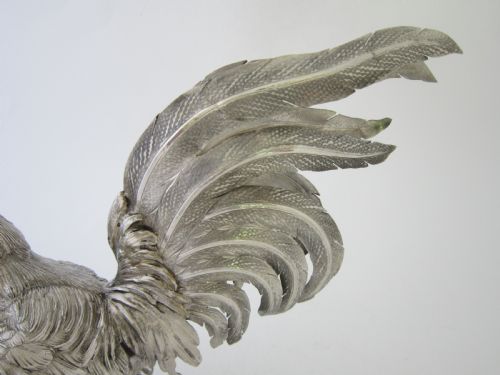 ELIZABETH II STERLING SILVER MODELS OF FIGHTING COCKERELS 19667 - ADDITIONAL PHOTO 14