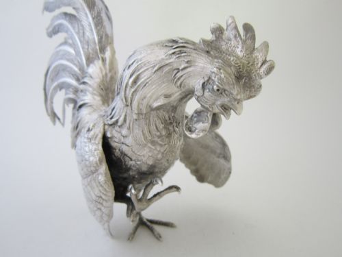 ELIZABETH II STERLING SILVER MODELS OF FIGHTING COCKERELS 19667 - ADDITIONAL PHOTO 15