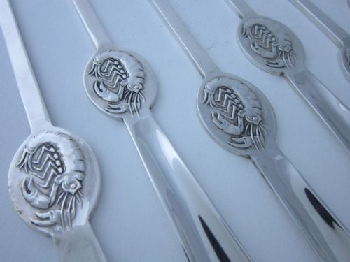 SET OF 6 ANTIQUE GEORGE V STERLING SILVER LOBSTER PICKS 1923 - ADDITIONAL PHOTO 4