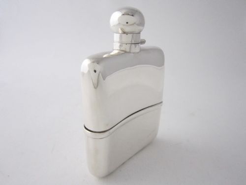 ANTIQUE GEORGE V STERLING SILVER HIP FLASK 1919 - ADDITIONAL PHOTO 1