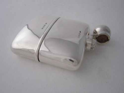 ANTIQUE GEORGE V STERLING SILVER HIP FLASK 1919 - ADDITIONAL PHOTO 3