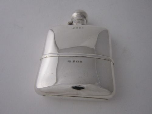 ANTIQUE GEORGE V STERLING SILVER HIP FLASK 1919 - ADDITIONAL PHOTO 4