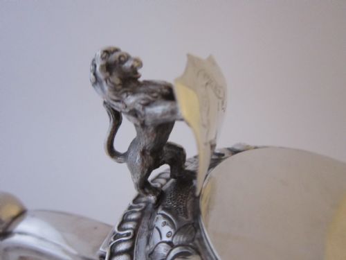 ANTIQUE VICTORIAN STERLING SILVER GLASS CLARET JUG 1868 - ADDITIONAL PHOTO 3