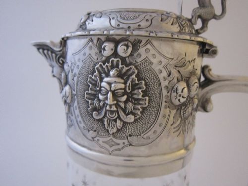 ANTIQUE VICTORIAN STERLING SILVER GLASS CLARET JUG 1868 - ADDITIONAL PHOTO 6