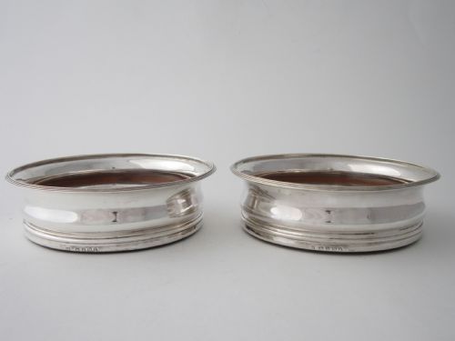ANTIQUE GEORGE III STERLING SILVER WINE COASTERS 1807 - ADDITIONAL PHOTO 1