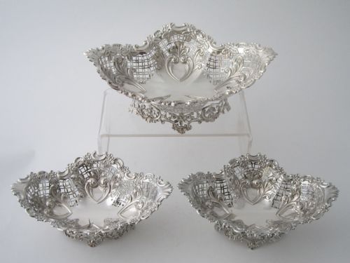ANTIQUE VICTORIAN STERLING SILVER SUITE OF THREE DISHES 18957 - ADDITIONAL PHOTO 1