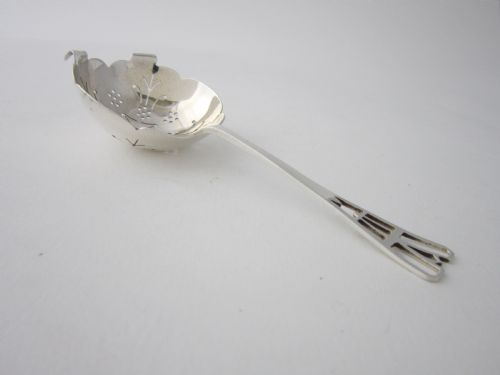 ANTIQUE GEORGE VI STERLING SILVER TEA STRAINER 1937 - ADDITIONAL PHOTO 1