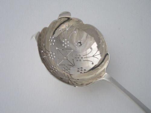 ANTIQUE GEORGE VI STERLING SILVER TEA STRAINER 1937 - ADDITIONAL PHOTO 2
