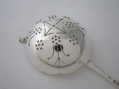 ANTIQUE GEORGE VI STERLING SILVER TEA STRAINER 1937 - ADDITIONAL PHOTO 5