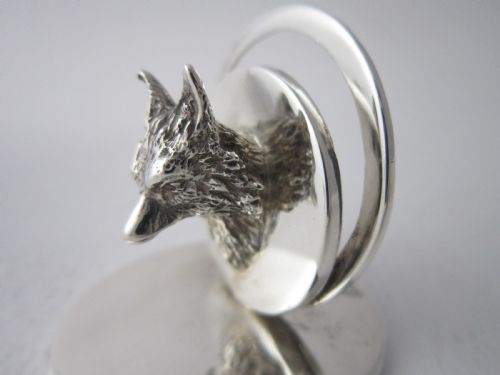 ANTIQUE GEORGE VI STERLING SILVER FOX MENUPLACE CARD HOLDERS 1936 - ADDITIONAL PHOTO 4