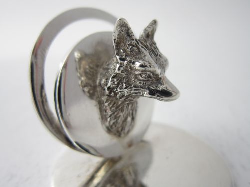 ANTIQUE GEORGE VI STERLING SILVER FOX MENUPLACE CARD HOLDERS 1936 - ADDITIONAL PHOTO 5