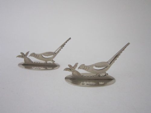 ANTIQUE GEORGE V STERLING SILVER MENUPLACE CARD HOLDERS 1913 - ADDITIONAL PHOTO 1