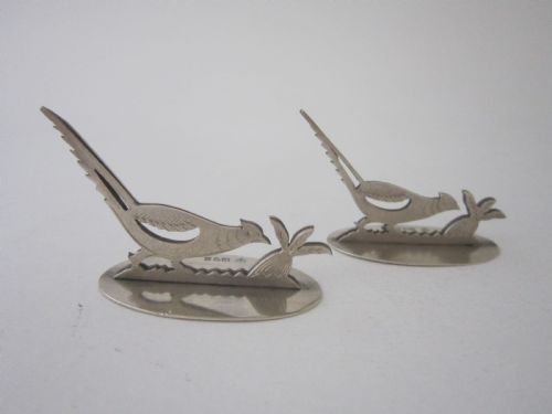 ANTIQUE GEORGE V STERLING SILVER MENUPLACE CARD HOLDERS 1913 - ADDITIONAL PHOTO 2