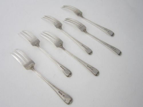 SET OF 6 ANTIQUE GEORGE VI STERLING SILVER PASTRY FORKS 1938 - ADDITIONAL PHOTO 5