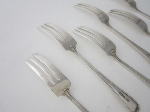 SET OF 6 ANTIQUE GEORGE VI STERLING SILVER PASTRY FORKS 1938 - ADDITIONAL PHOTO 6