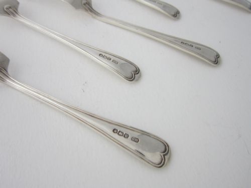 SET OF 6 ANTIQUE GEORGE VI STERLING SILVER PASTRY FORKS 1938 - ADDITIONAL PHOTO 7