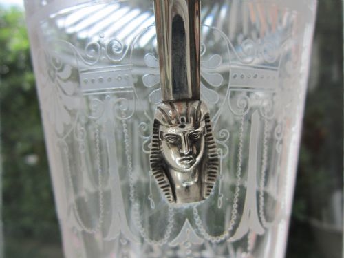 ANTIQUE VICTORIAN STERLING SILVER ETCHED GLASS CLARET JUG 1877 - ADDITIONAL PHOTO 6