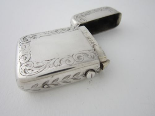 ANTIQUE VICTORIAN STERLING SILVER VESTA CASE 1873 - ADDITIONAL PHOTO 2