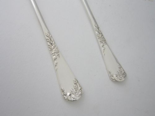 A PAIR OF ANTIQUE EDWARDIAN STERLING SILVER SALAD SERVERSSERVING SPOONS 1903 - ADDITIONAL PHOTO 4