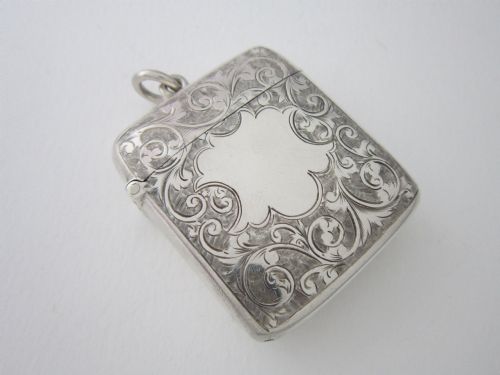 ANTIQUE VICTORIAN STERLING SILVER VESTA CASE 1895 - ADDITIONAL PHOTO 1
