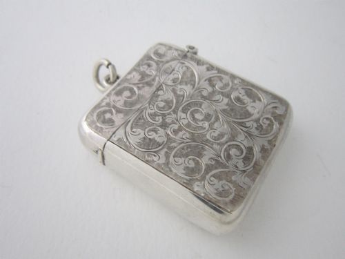 ANTIQUE VICTORIAN STERLING SILVER VESTA CASE 1895 - ADDITIONAL PHOTO 2