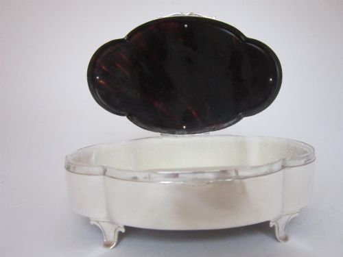 ANTIQUE GEORGE V STERLING SILVER TORTOISESHELL TRINKET BOX 1912 - ADDITIONAL PHOTO 2