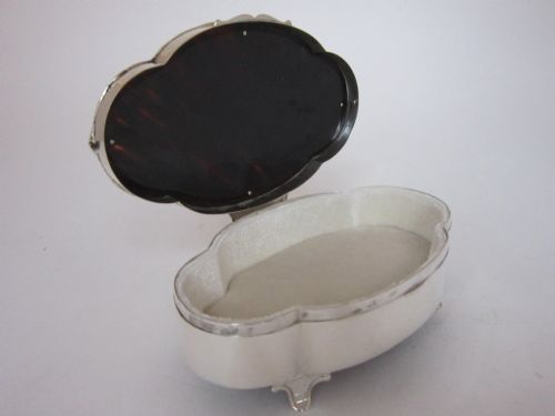 ANTIQUE GEORGE V STERLING SILVER TORTOISESHELL TRINKET BOX 1912 - ADDITIONAL PHOTO 3