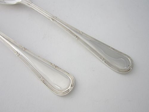 ANTIQUE GEORGE V STERLING SILVER RIBBON REED SALAD SERVERS 1915 - ADDITIONAL PHOTO 2