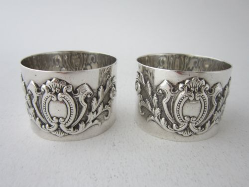 ANTIQUE VICTORIAN STERLING SILVER NAPKIN RINGS 1895 - ADDITIONAL PHOTO 2