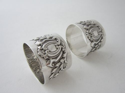 ANTIQUE VICTORIAN STERLING SILVER NAPKIN RINGS 1895 - ADDITIONAL PHOTO 4