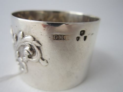 ANTIQUE VICTORIAN STERLING SILVER NAPKIN RINGS 1895 - ADDITIONAL PHOTO 5