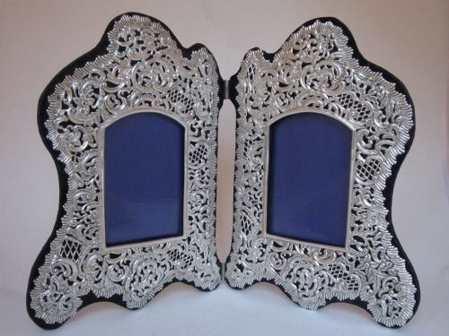 12 12 ANTIQUE VICTORIAN STERLING SILVER DOUBLE PHOTOGRAPH FRAME 1897