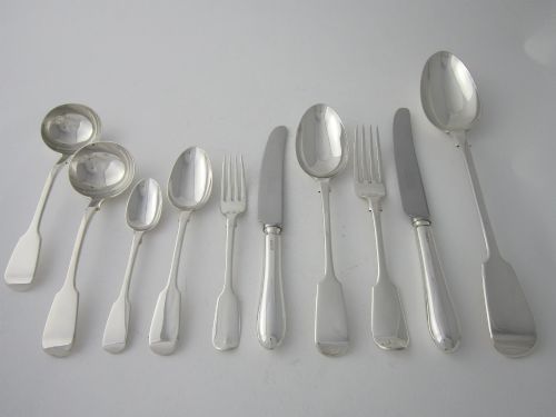 ANTIQUE VICTORIAN STERLING SILVER FIDDLE PATTERN CUTLERY FOR 8 PERSONS 18521872 - ADDITIONAL PHOTO 4