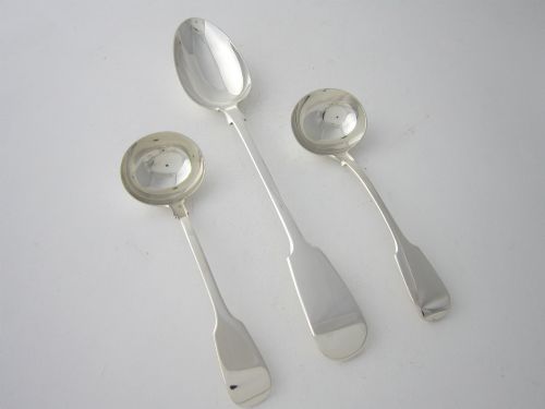 ANTIQUE VICTORIAN STERLING SILVER FIDDLE PATTERN CUTLERY FOR 8 PERSONS 18521872 - ADDITIONAL PHOTO 11