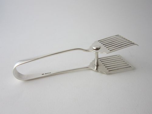 ANTIQUE GEORGE V STERLING SILVER ASPARAGUSSERVING TONGS 1931 - ADDITIONAL PHOTO 3