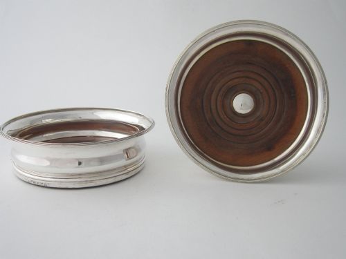 ANTIQUE GEORGE III STERLING SILVER WINE COASTERS 1807 - ADDITIONAL PHOTO 2