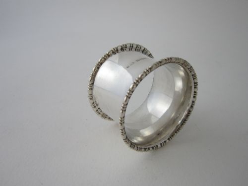 Large Antique George V Sterling Silver Napkin Ring - 1933