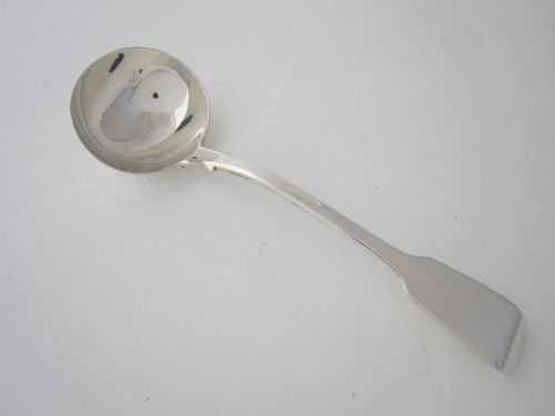 Antique Victorian Sterling Silver Fiddle Pattern Sauce Ladle - 1848