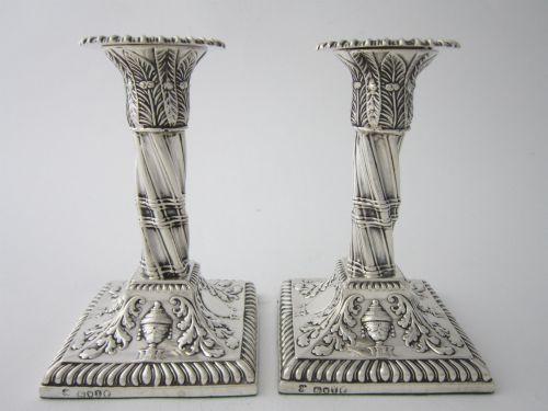 Antique Victorian Sterling Silver Candlesticks - 1884