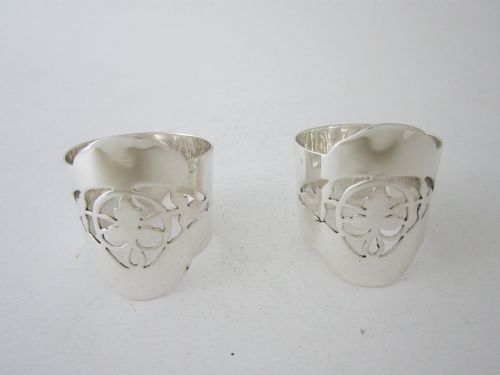 Antique George VI Sterling Silver Napkin Rings - 1944