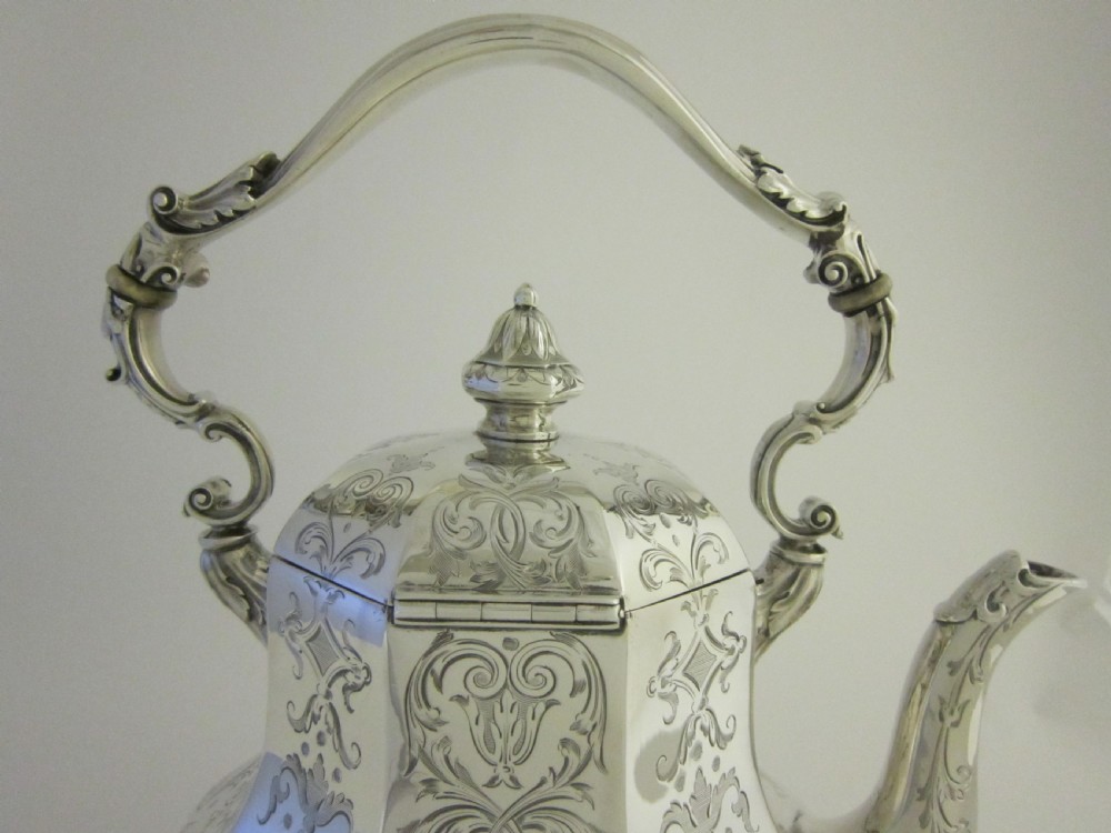 Antique Victorian Silver kettle on stand View IV